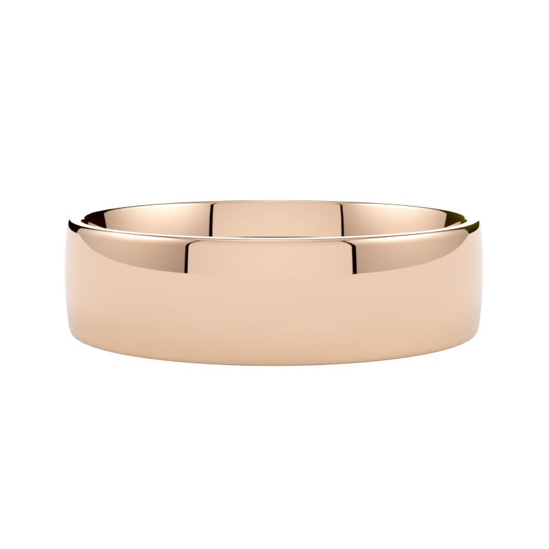 Różowa szeroka obrączka ślubna ze złota